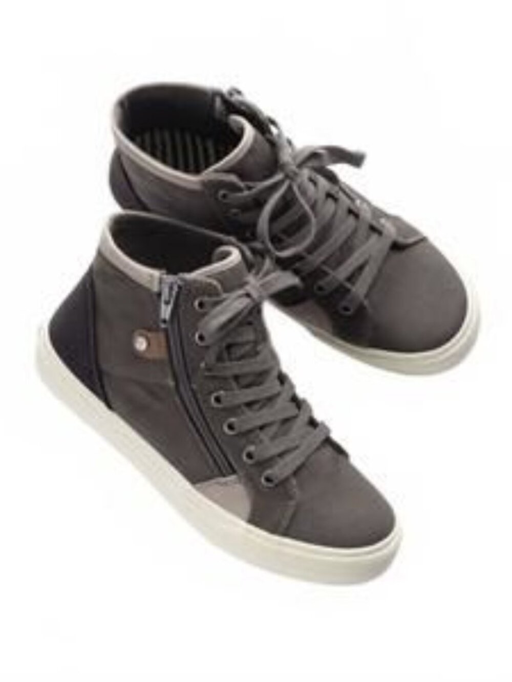 Täōs Top Soul High Top Canvas Sneakers in Graphite/Black Distressed - TST 14142